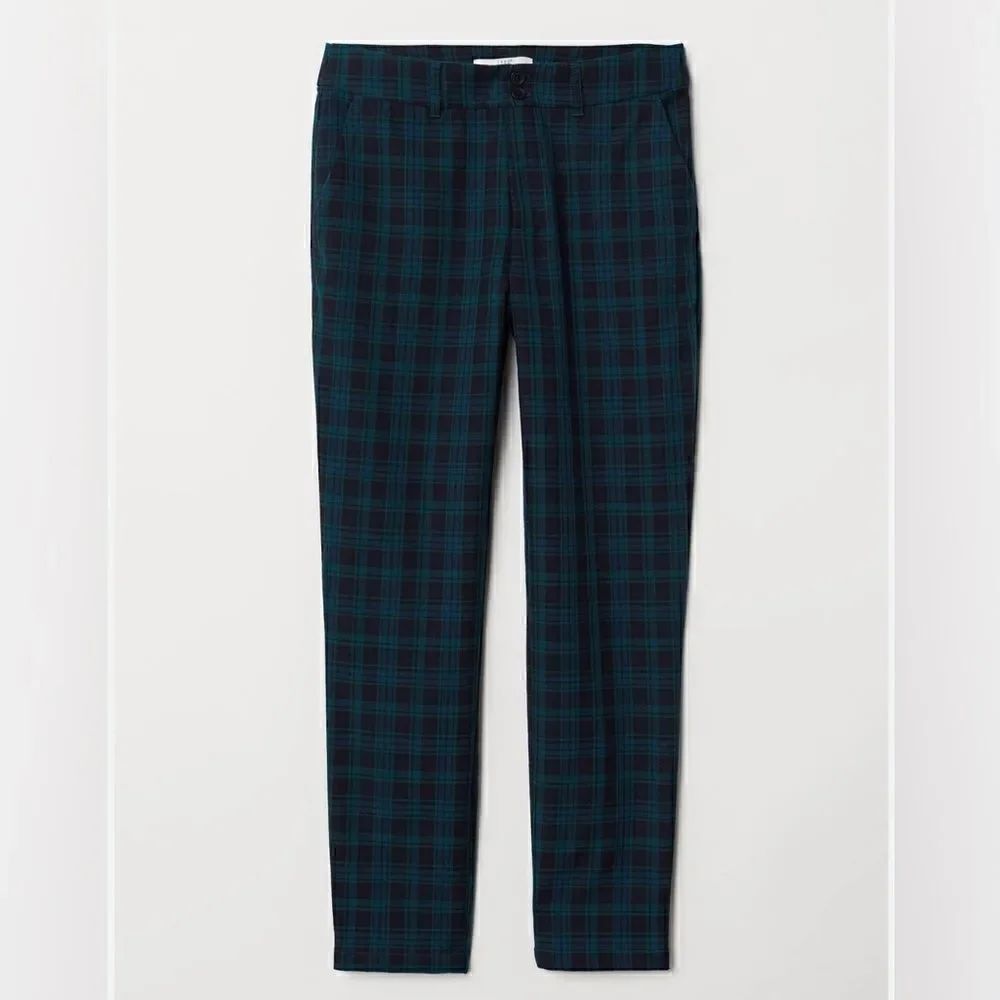 H&M Green & Black  Ankle Length  Plaid Dress Pants(Size 6)